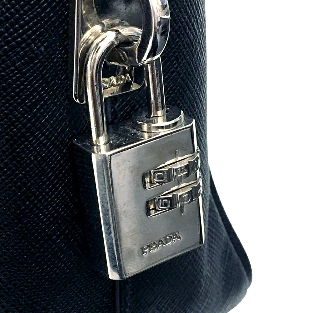 Prada Briefcase Business Bag Handbag Black Leather - Picture 5 of 10